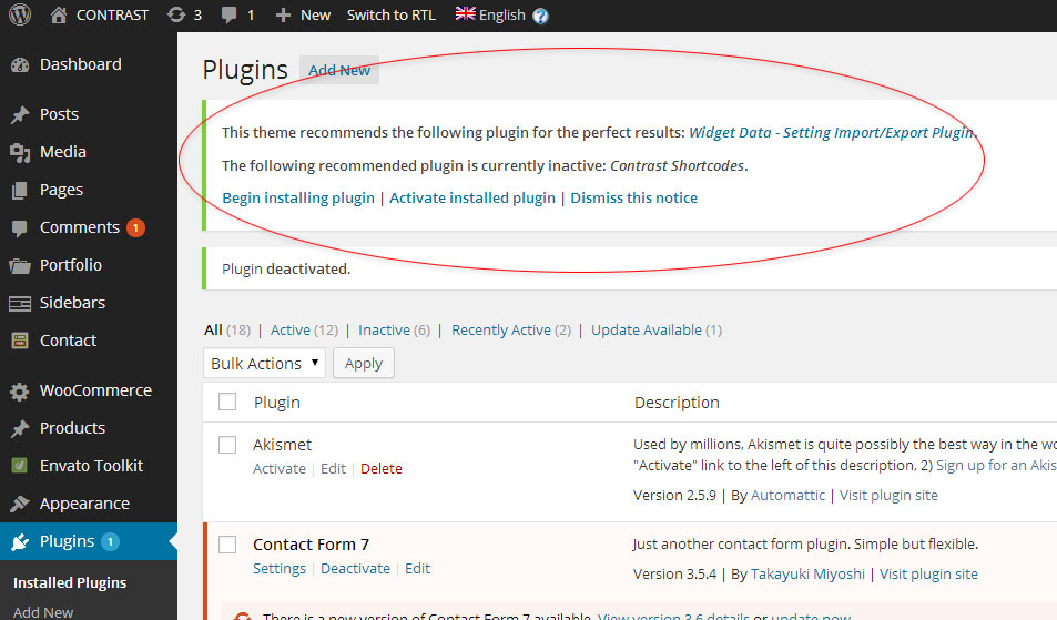 You will be asked to install or activate required/recommended plugins for your theme.
